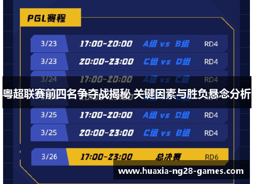 粤超联赛前四名争夺战揭秘 关键因素与胜负悬念分析