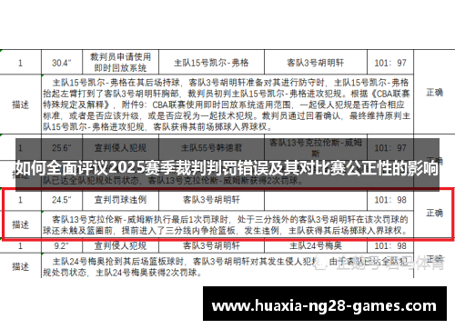 如何全面评议2025赛季裁判判罚错误及其对比赛公正性的影响